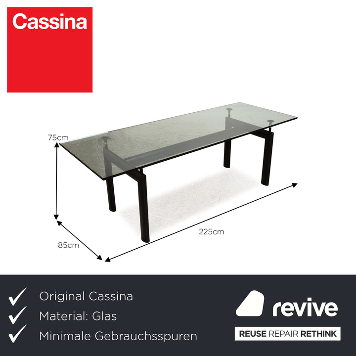 Cassina Le Corbusier LC6 table à manger en verre noir Bauhaus 225 x 85 x 75 cm