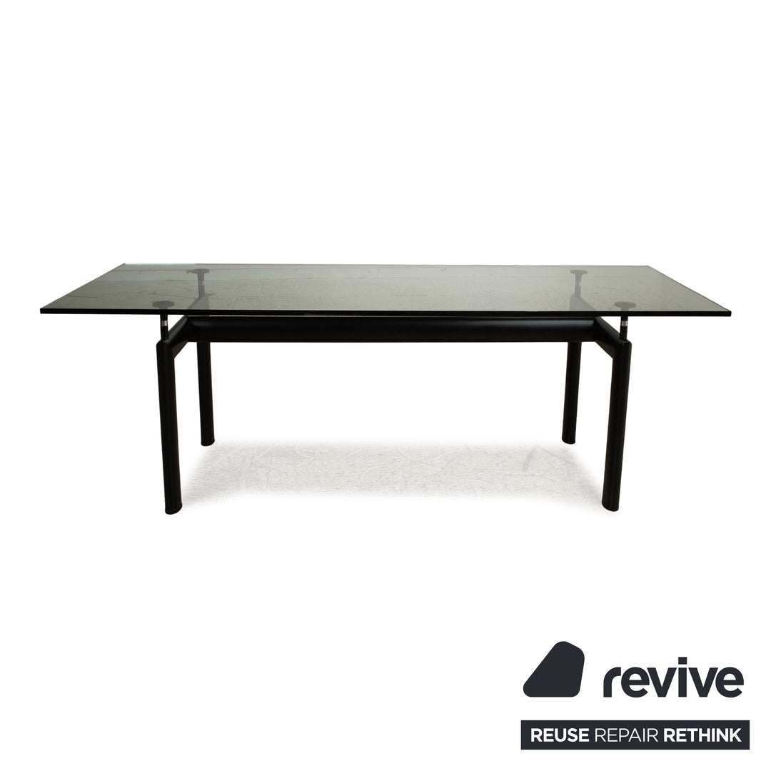 Cassina Le Corbusier LC6 table à manger en verre noir Bauhaus 225 x 85 x 75 cm