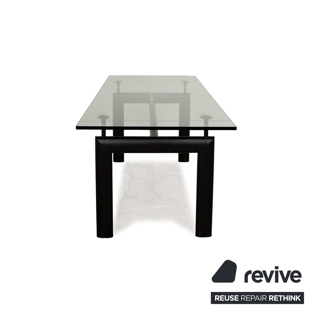 Cassina Le Corbusier LC6 table à manger en verre noir Bauhaus 225 x 85 x 75 cm