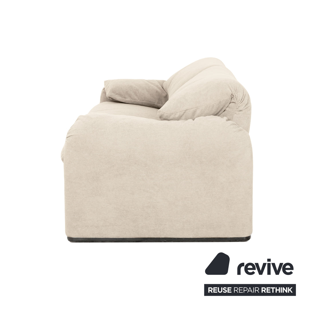 Cassina Maralunga Feincord Cord Zweisitzer Beige Creme Sofa Couch Neubezug manuelle Funktion