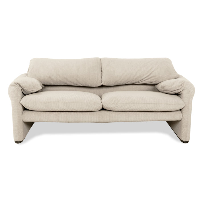 Cassina Maralunga Feincord Cord Zweisitzer Beige Creme Sofa Couch Neubezug manuelle Funktion