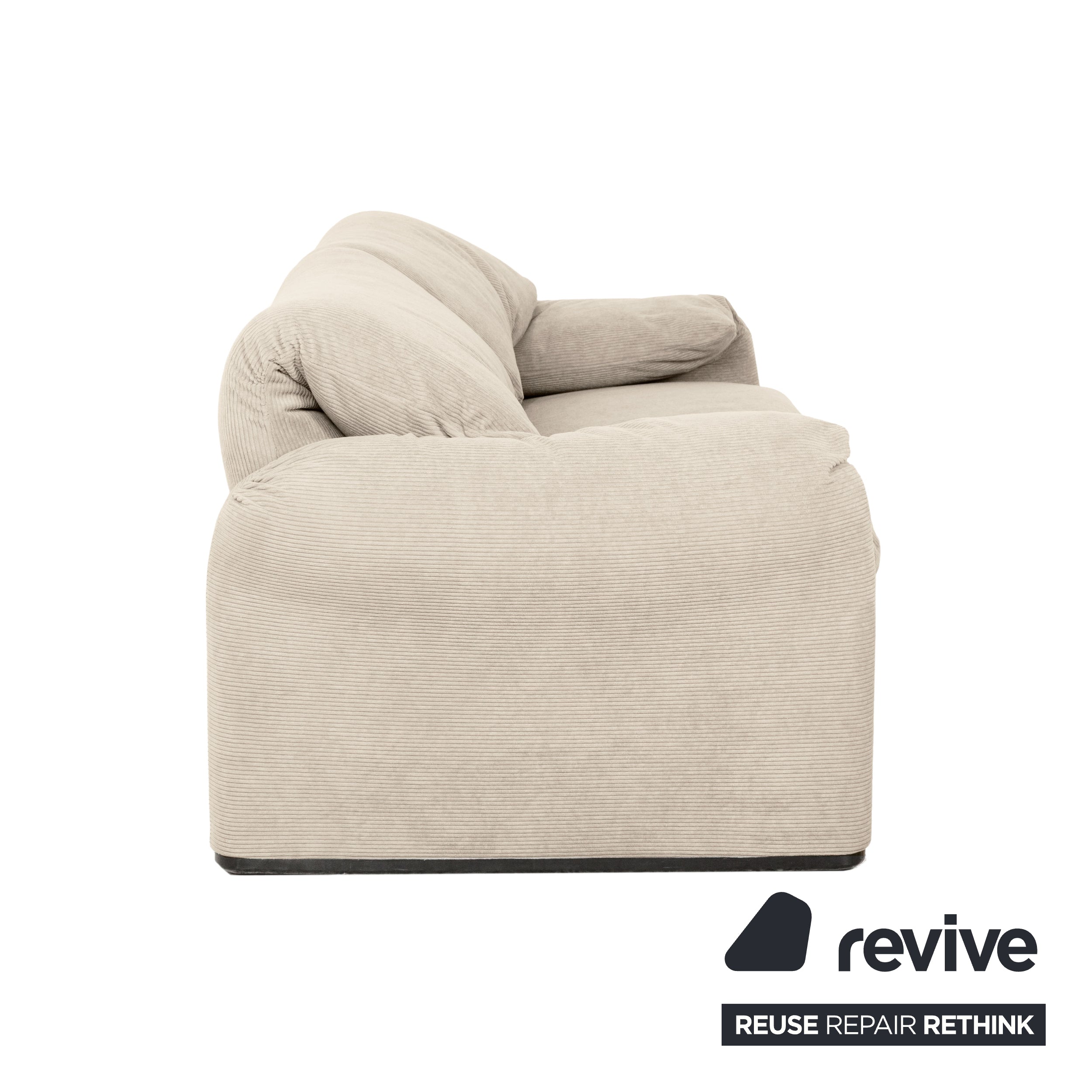 Cassina Maralunga Feincord Cord Zweisitzer Beige Creme Sofa Couch Neubezug manuelle Funktion