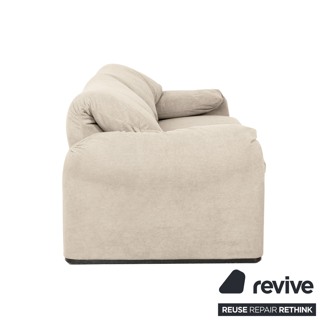 Cassina Maralunga Feincord Cord Zweisitzer Beige Creme Sofa Couch Neubezug manuelle Funktion