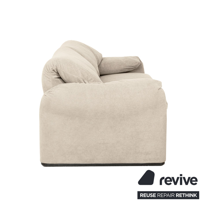 Cassina Maralunga Feincord Cord Zweisitzer Beige Creme Sofa Couch Neubezug manuelle Funktion