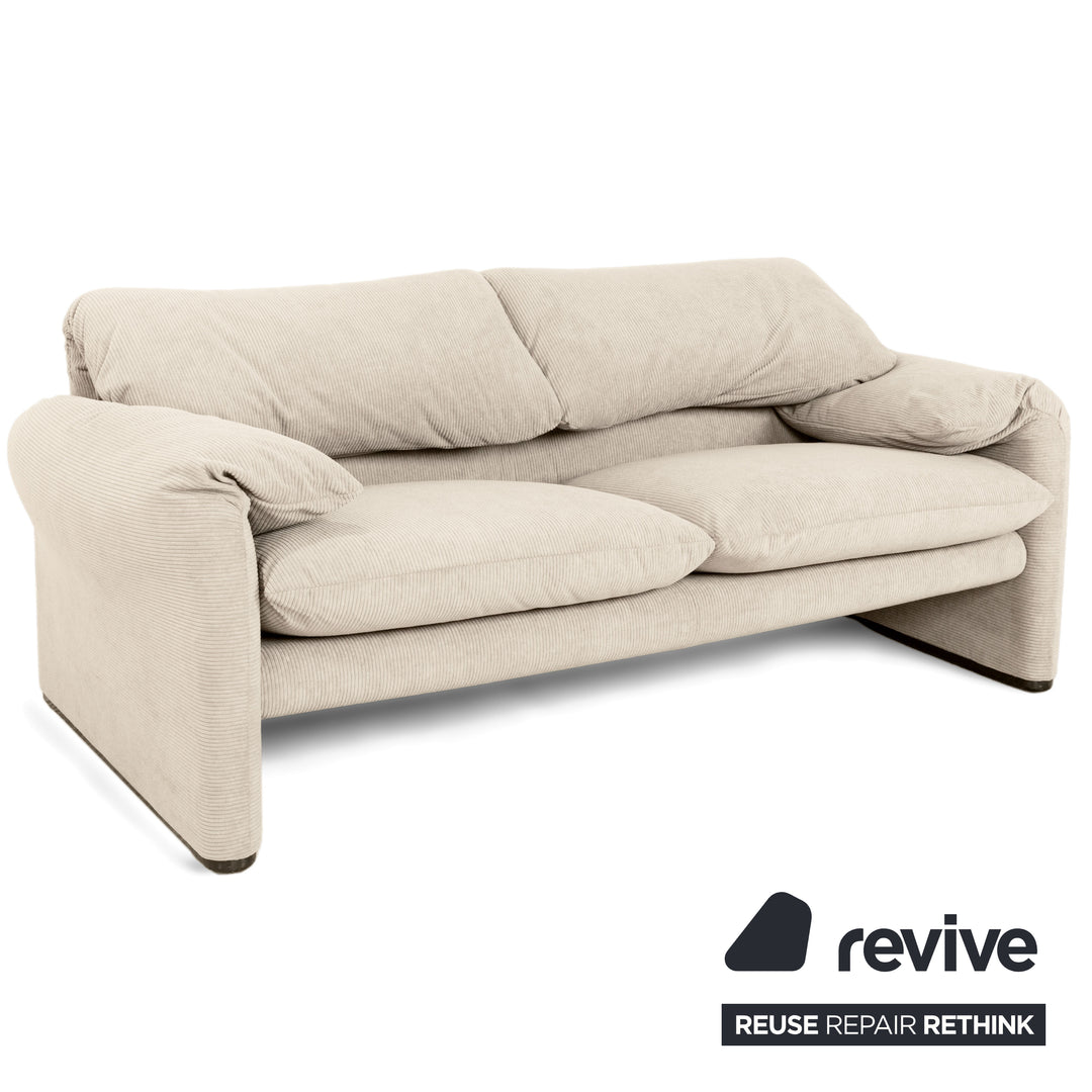Cassina Maralunga Feincord Cord Zweisitzer Beige Creme Sofa Couch Neubezug manuelle Funktion