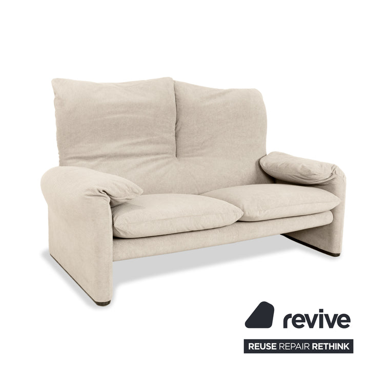 Cassina Maralunga Feincord Cord Zweisitzer Beige Creme Sofa Couch Neubezug manuelle Funktion