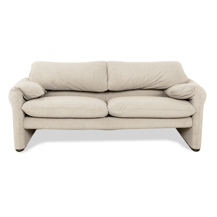 Cassina Maralunga Feincord Cord Zweisitzer Beige Creme Sofa Couch Neubezug manuelle Funktion