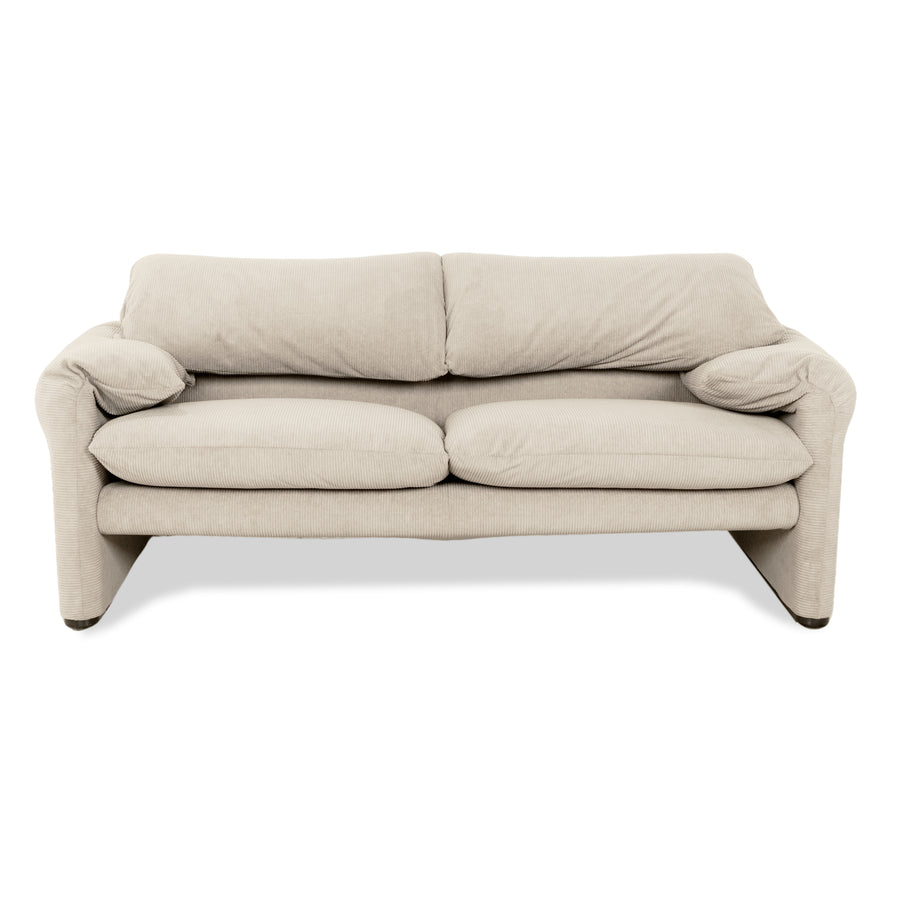 Cassina Maralunga Feincord Cord Zweisitzer Beige Creme Sofa Couch Neubezug manuelle Funktion