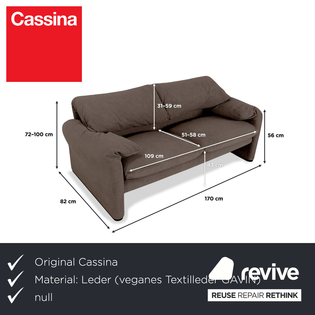 Cassina Maralunga Feincord Cord Zweisitzer Braun Grau Espresso Sofa Couch Neubezug manuelle Funktion