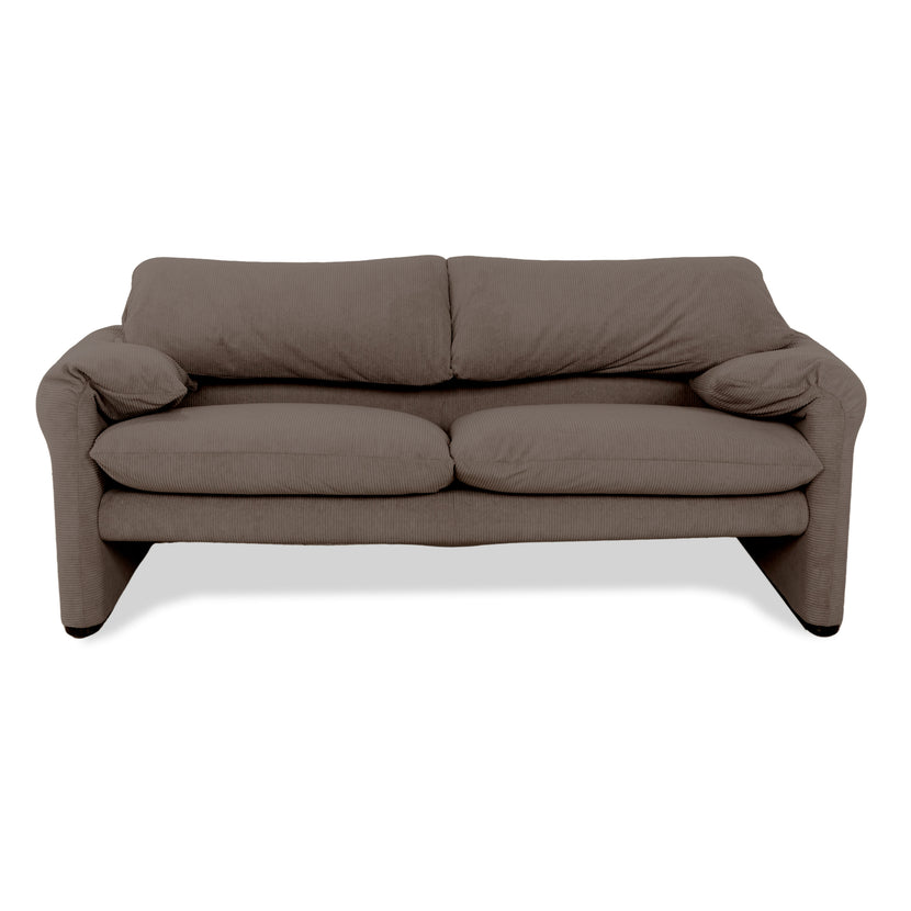 Cassina Maralunga Fine Corduroy Two-Seater Brown Gray Espresso Sofa Couch Reupholstered Manual Function
