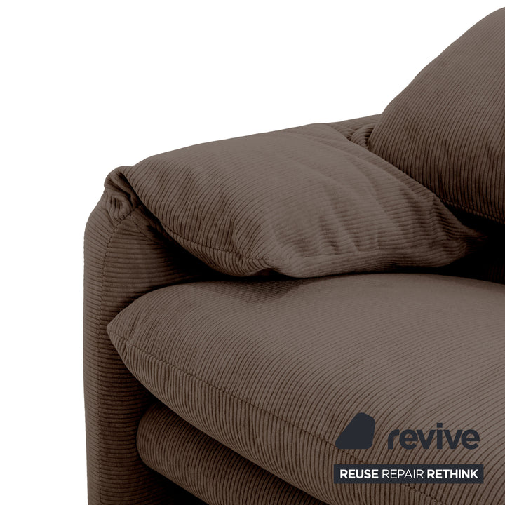Cassina Maralunga Feincord Cord Zweisitzer Braun Grau Espresso Sofa Couch Neubezug manuelle Funktion