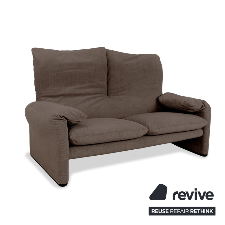 Cassina Maralunga Feincord Cord Zweisitzer Braun Grau Espresso Sofa Couch Neubezug manuelle Funktion