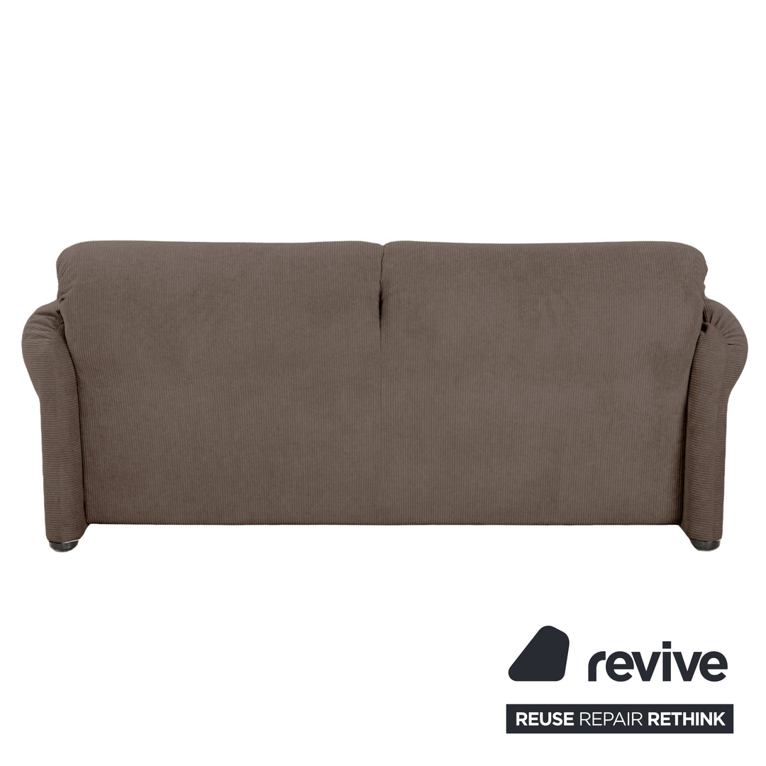 Cassina Maralunga Fine Corduroy Two-Seater Brown Gray Espresso Sofa Couch Reupholstered Manual Function