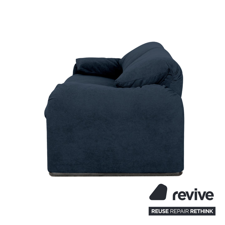 Cassina Maralunga Feincord Cord Zweisitzer Dunkelblau Petrol Sofa Couch Neubezug manuelle Funktion