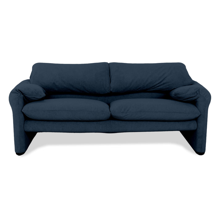 Cassina Maralunga Feincord Cord Zweisitzer Dunkelblau Petrol Sofa Couch Neubezug manuelle Funktion