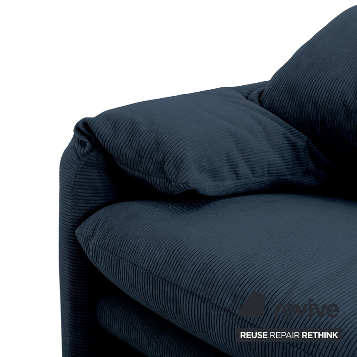 Cassina Maralunga Feincord Cord Zweisitzer Dunkelblau Petrol Sofa Couch Neubezug manuelle Funktion