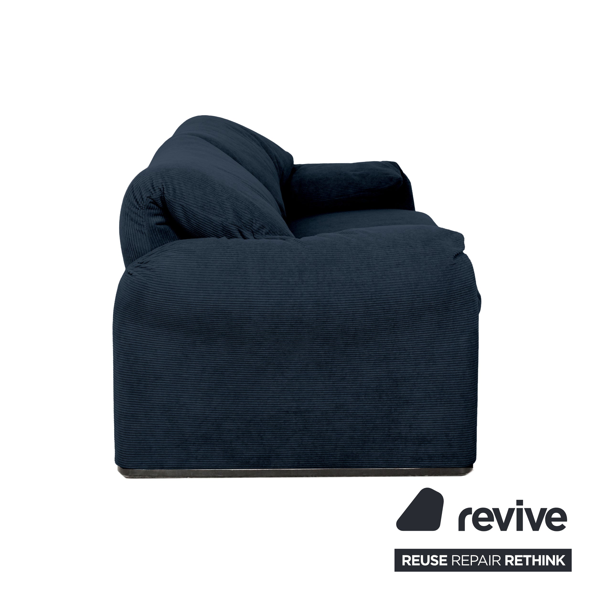 Cassina Maralunga Fine Corduroy Two-Seater Dark Blue Petrol Sofa Couch New Upholstery Manual Function