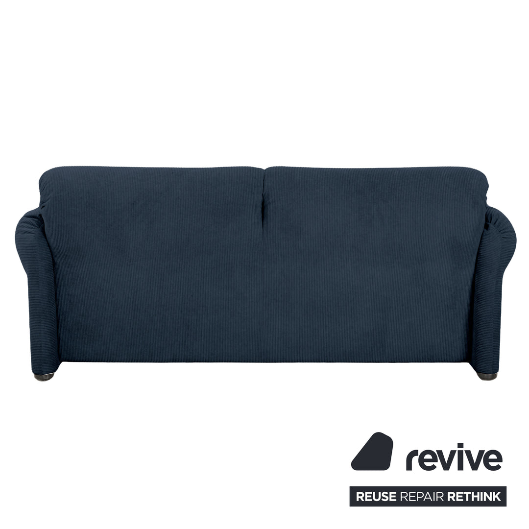 Cassina Maralunga Feincord Cord Zweisitzer Dunkelblau Petrol Sofa Couch Neubezug manuelle Funktion