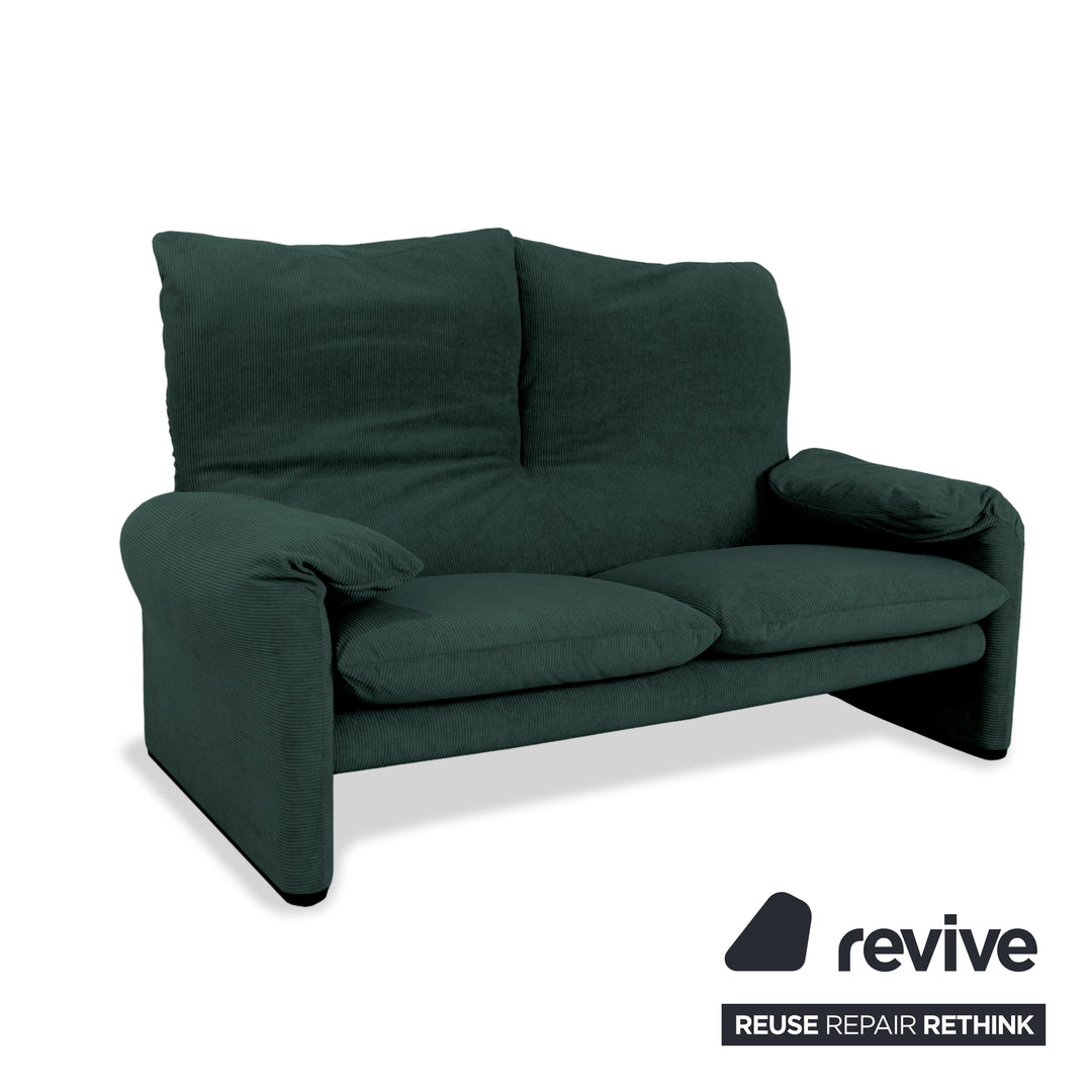 Cassina Maralunga Feincord Cord Zweisitzer Dunkelgrün Grün Sofa Couch Neubezug manuelle Funktion