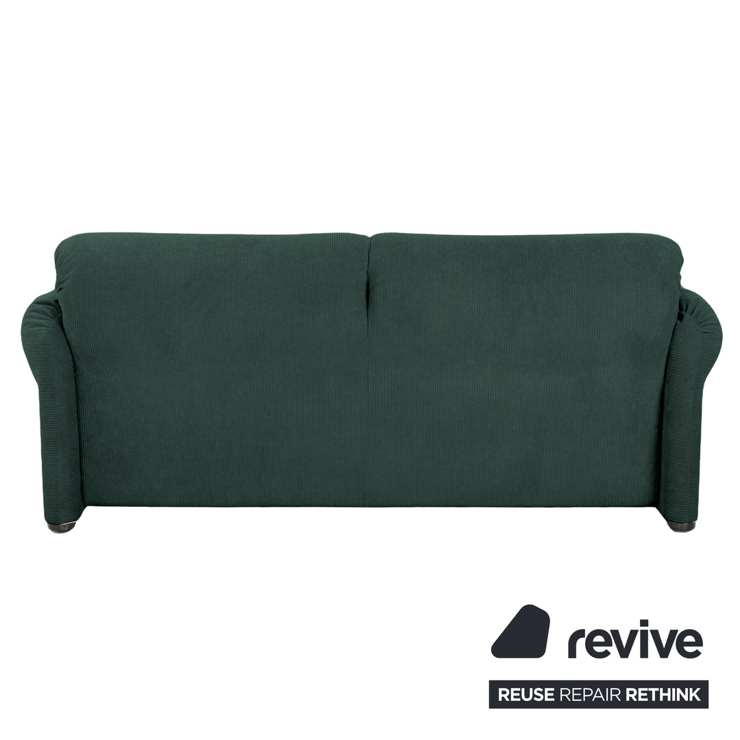 Cassina Maralunga Fine Cord Two-Seater Dark Green Sofa Couch New Upholstery Manual Function