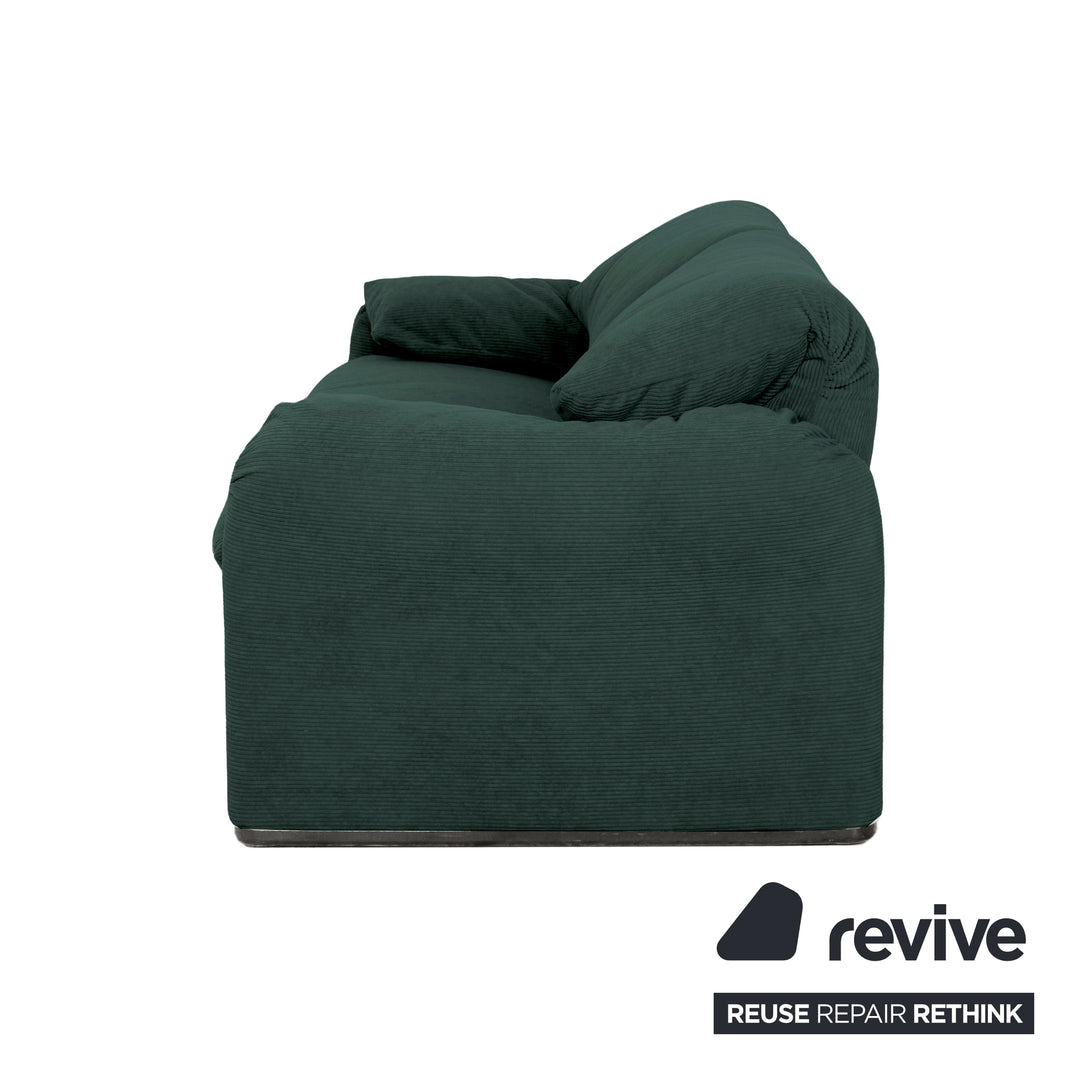 Cassina Maralunga Fine Cord Two-Seater Dark Green Sofa Couch New Upholstery Manual Function