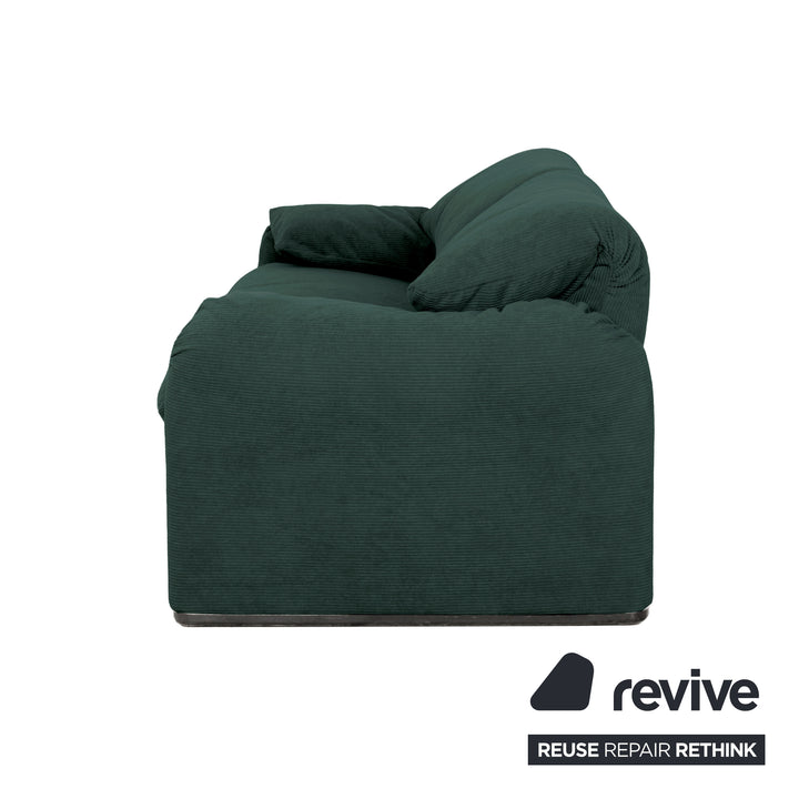 Cassina Maralunga Fine Cord Two-Seater Dark Green Sofa Couch New Upholstery Manual Function