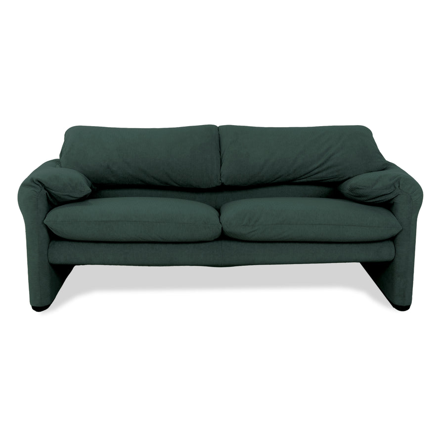 Cassina Maralunga Cordonnet Fin Velours Côtelé Canapé Deux Places Vert Foncé Vert Nouveau Revêtement Fonction Manuelle