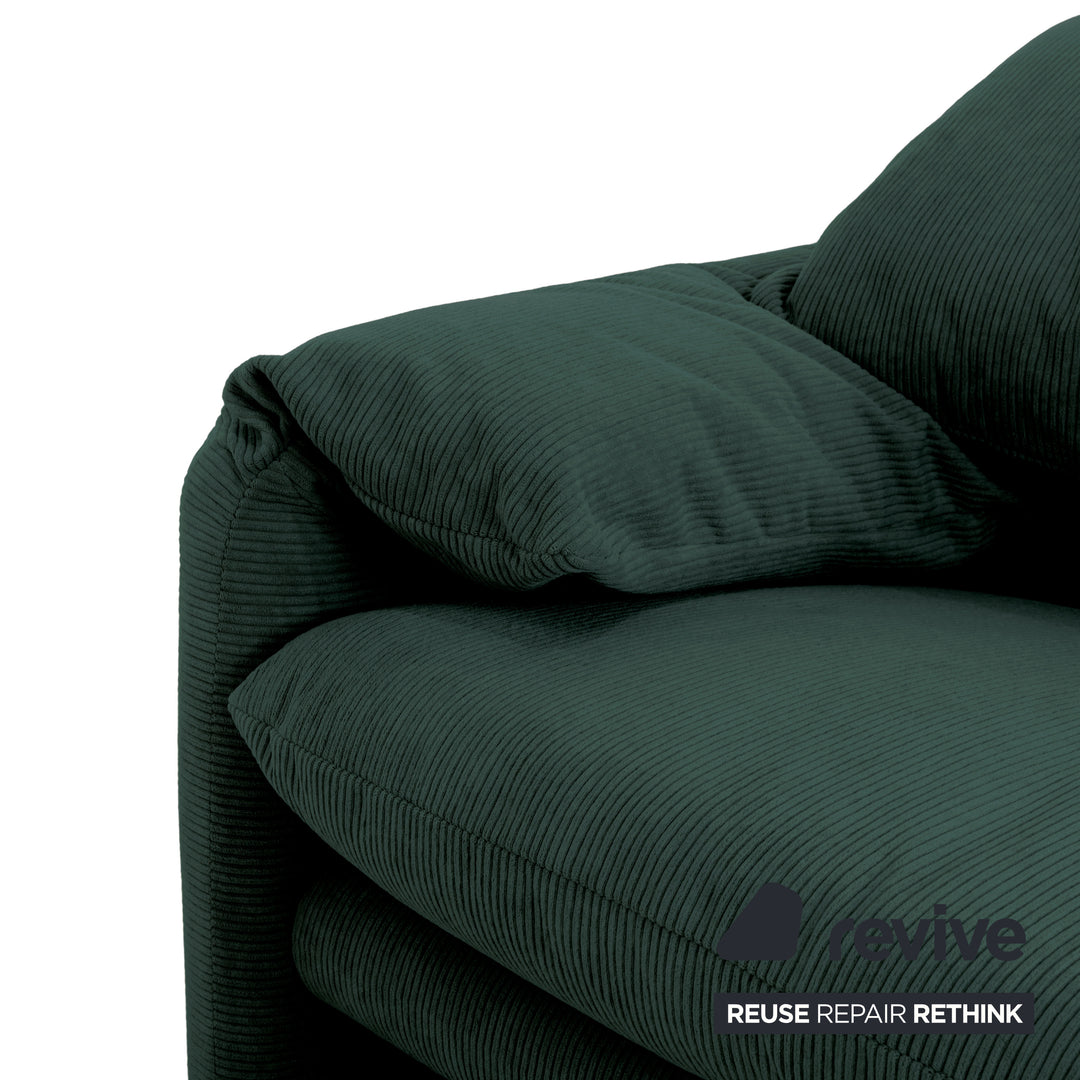 Cassina Maralunga Feincord Cord Zweisitzer Dunkelgrün Grün Sofa Couch Neubezug manuelle Funktion