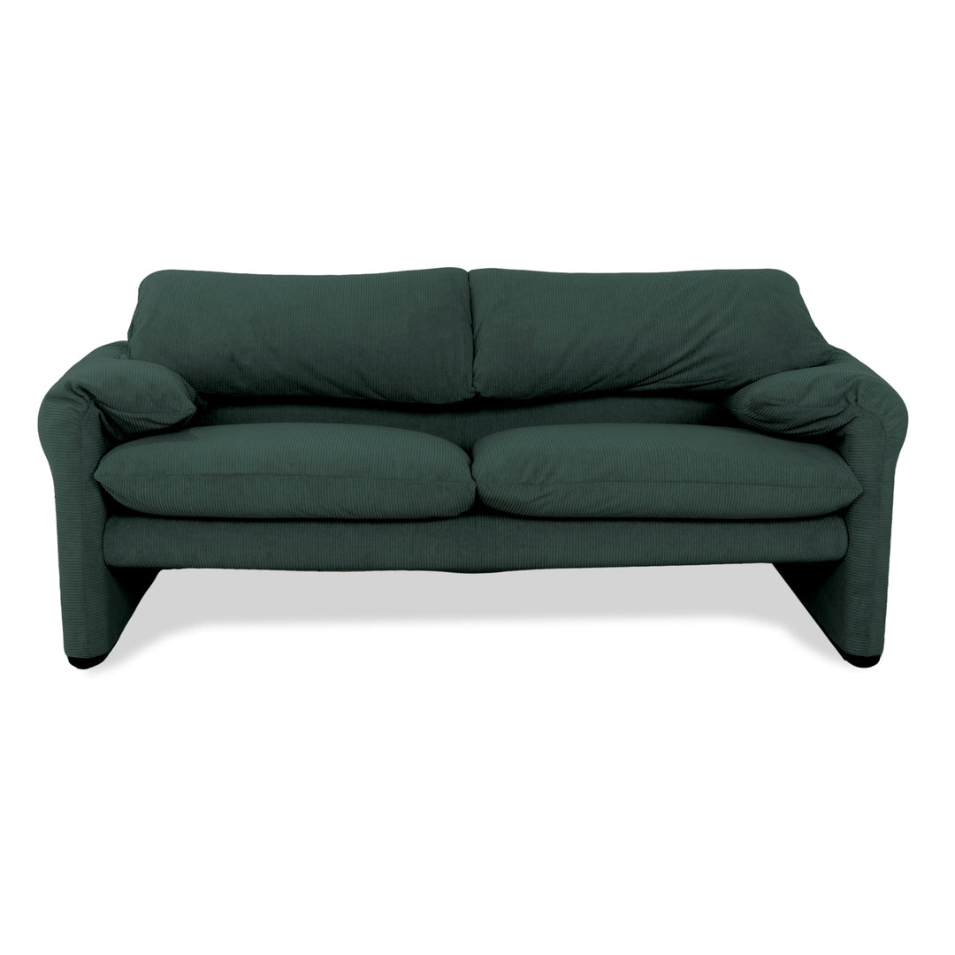 Cassina Maralunga Feincord Cord Zweisitzer Dunkelgrün Grün Sofa Couch Neubezug manuelle Funktion