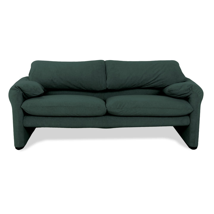Cassina Maralunga Feincord Cord Zweisitzer Dunkelgrün Grün Sofa Couch Neubezug manuelle Funktion