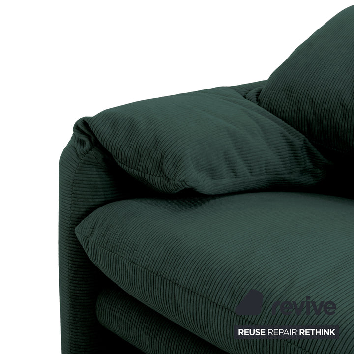 Cassina Maralunga Fine Cord Two-Seater Dark Green Sofa Couch New Upholstery Manual Function