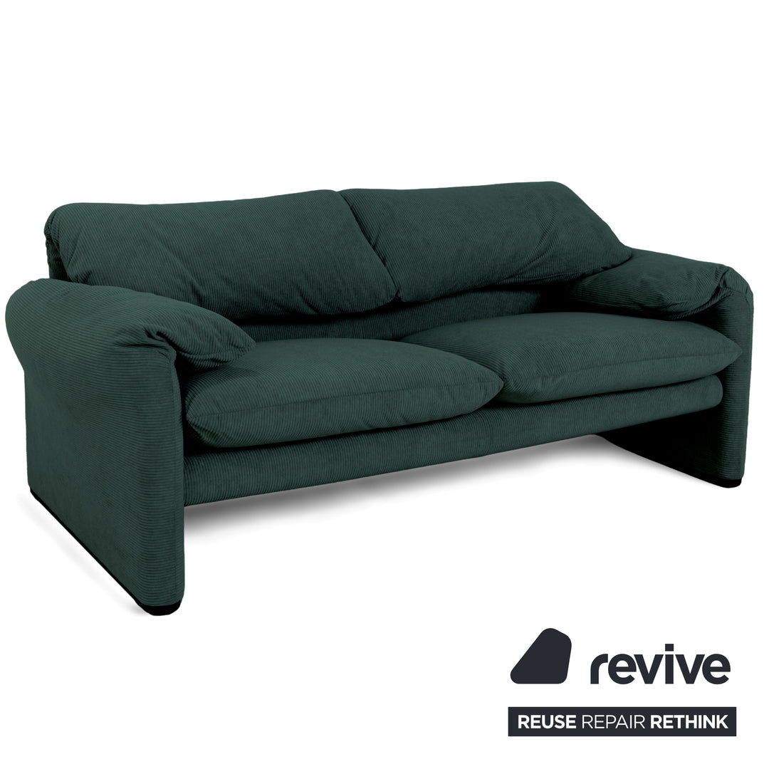 Cassina Maralunga Feincord Cord Zweisitzer Dunkelgrün Grün Sofa Couch Neubezug manuelle Funktion