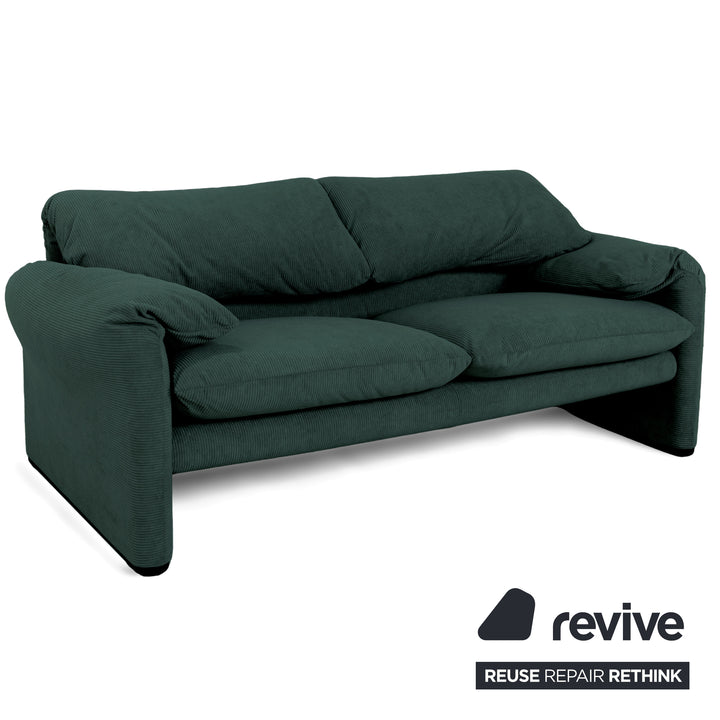 Cassina Maralunga Feincord Cord Zweisitzer Dunkelgrün Grün Sofa Couch Neubezug manuelle Funktion