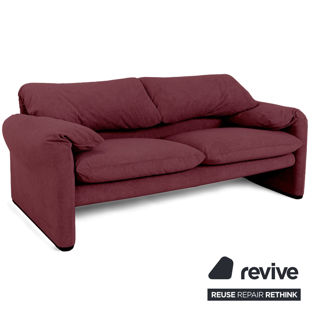 Cassina Maralunga Feincord Cord Zweisitzer Dunkelrot Burgunder Sofa Couch Neubezug manuelle Funktion