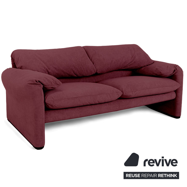 Cassina Maralunga Feincord Cord Zweisitzer Dunkelrot Burgunder Sofa Couch Neubezug manuelle Funktion