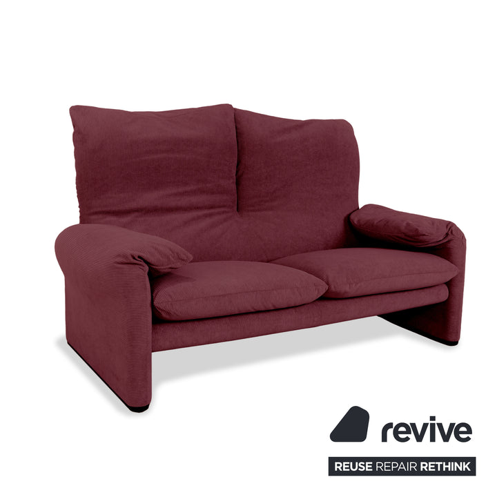 Cassina Maralunga Feincord Cord Zweisitzer Dunkelrot Burgunder Sofa Couch Neubezug manuelle Funktion