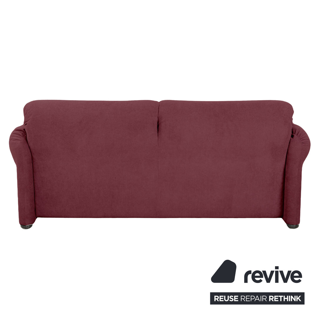 Cassina Maralunga Fine Corduroy Two-Seater Dark Red Burgundy Sofa Couch Newly Upholstered Manual Function