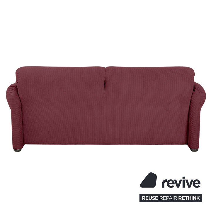 Cassina Maralunga Fine Corduroy Two-Seater Dark Red Burgundy Sofa Couch Newly Upholstered Manual Function