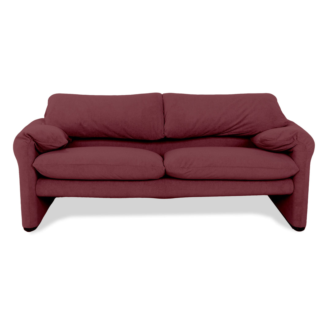 Cassina Maralunga Feincord Cord Zweisitzer Dunkelrot Burgunder Sofa Couch Neubezug manuelle Funktion