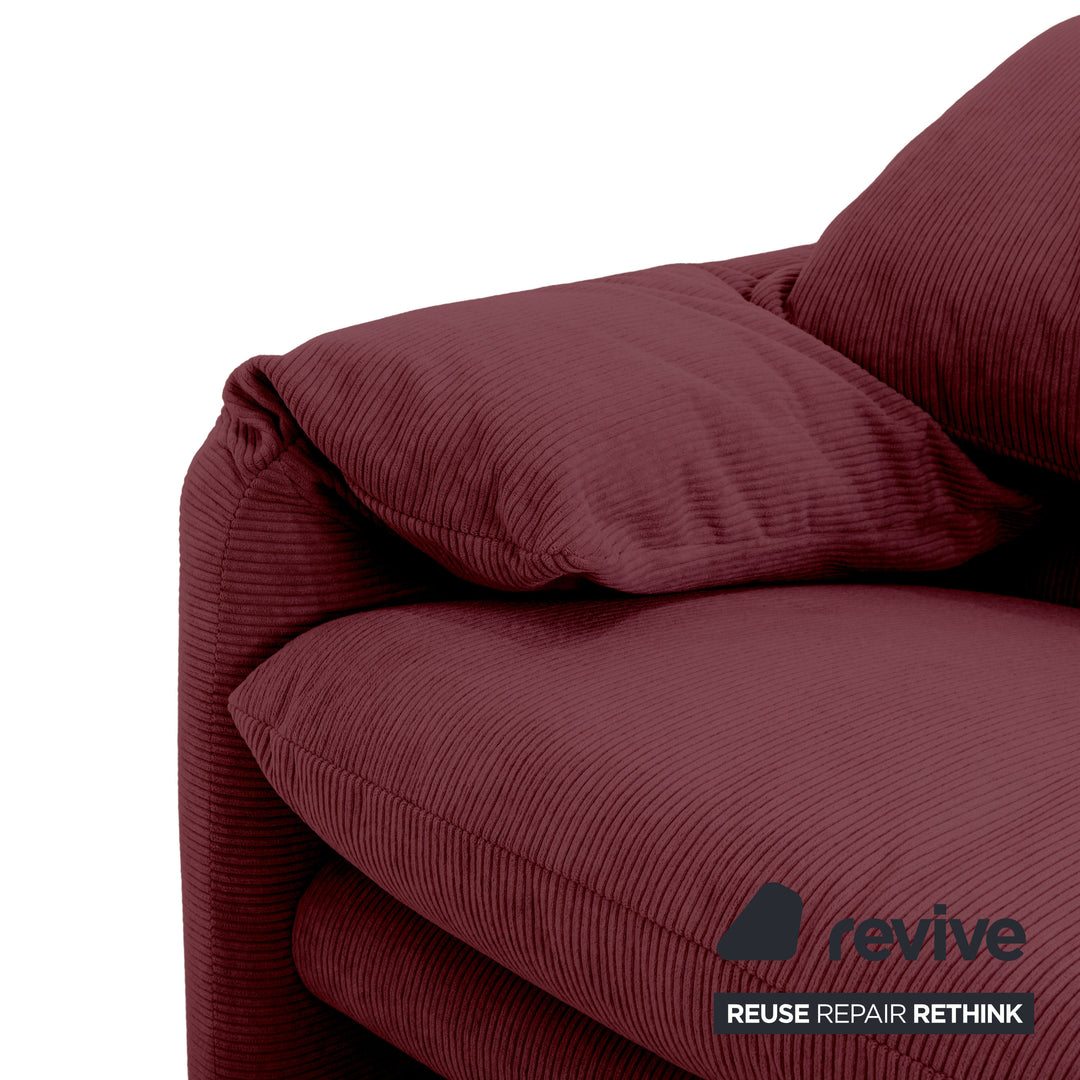 Cassina Maralunga Feincord Cord Zweisitzer Dunkelrot Burgunder Sofa Couch Neubezug manuelle Funktion