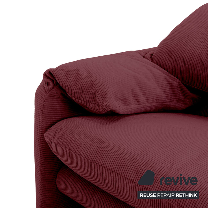 Cassina Maralunga Feincord Cord Zweisitzer Dunkelrot Burgunder Sofa Couch Neubezug manuelle Funktion