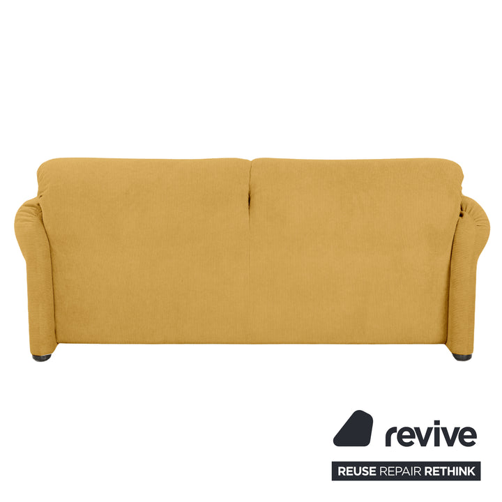 Cassina Maralunga Fine Corduroy Two-Seater Yellow Mustard Espresso Sofa Couch New Upholstery Manual Function