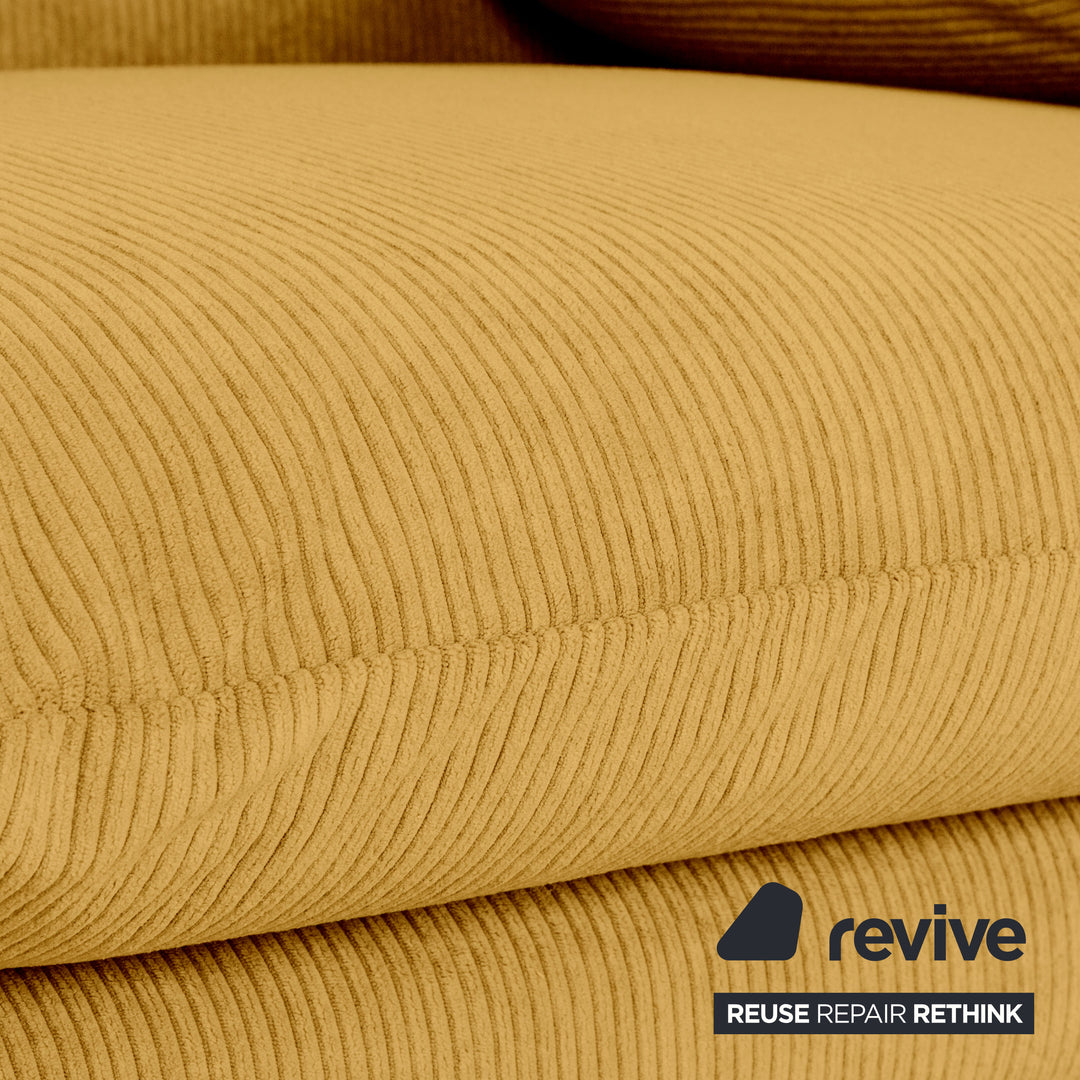 Cassina Maralunga Fine Corduroy Two-Seater Yellow Mustard Espresso Sofa Couch New Upholstery Manual Function