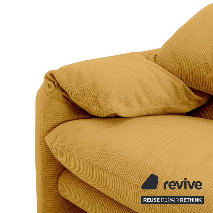 Cassina Maralunga Feincord Cord Zweisitzer Gelb Senf Espresso Sofa Couch Neubezug manuelle Funktion