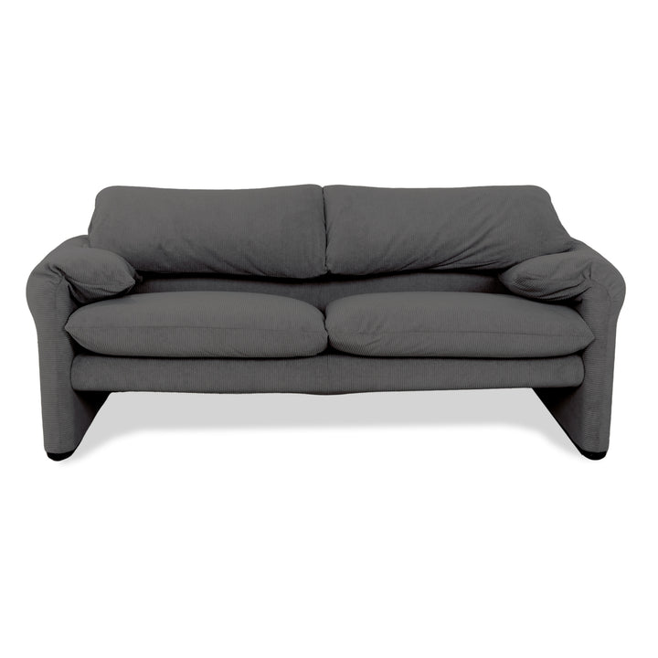 Cassina Maralunga Feincord Cord Zweisitzer Grau Sofa Couch Neubezug manuelle Funktion