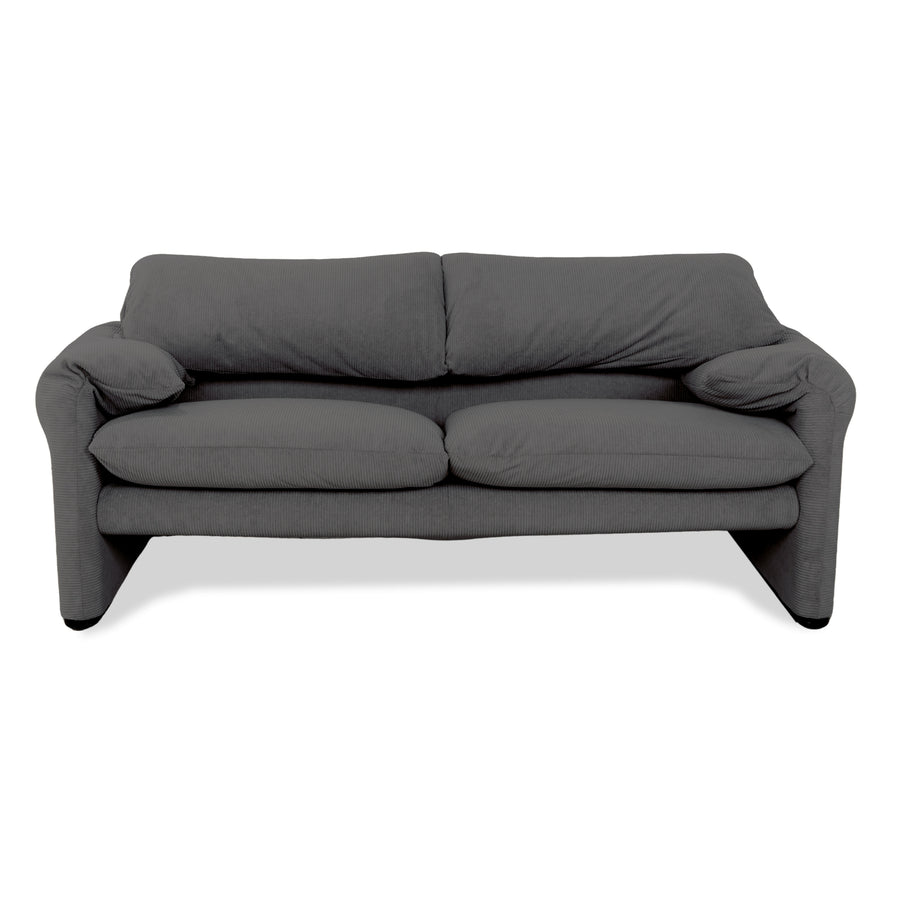 Cassina Maralunga Feincord Cord Zweisitzer Grau Sofa Couch Neubezug manuelle Funktion
