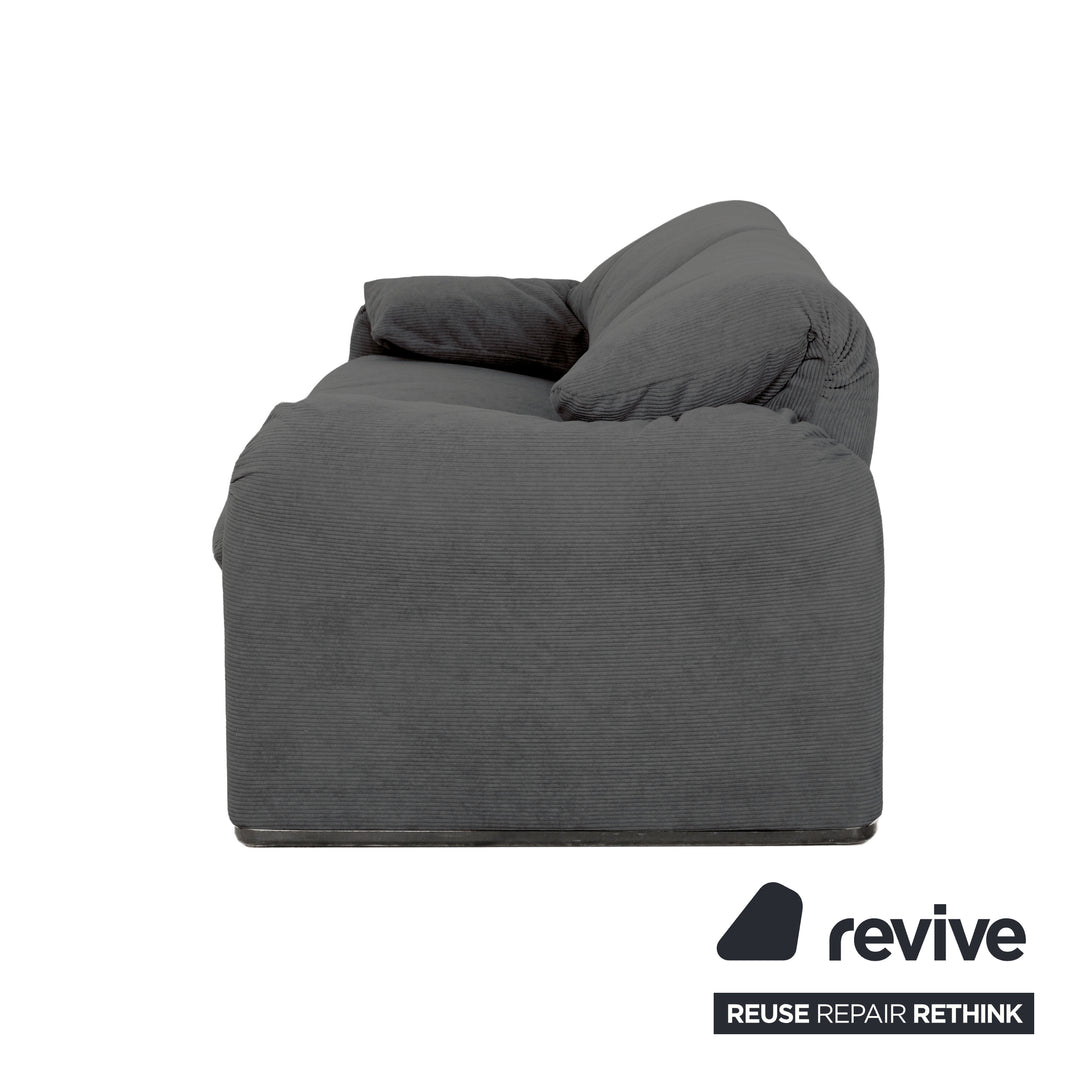 Cassina Maralunga Feincord Cord Zweisitzer Grau Sofa Couch Neubezug manuelle Funktion