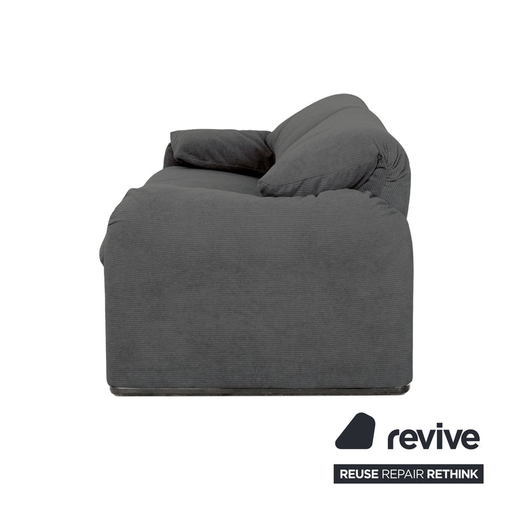 Cassina Maralunga Feincord Cord Zweisitzer Grau Sofa Couch Neubezug manuelle Funktion