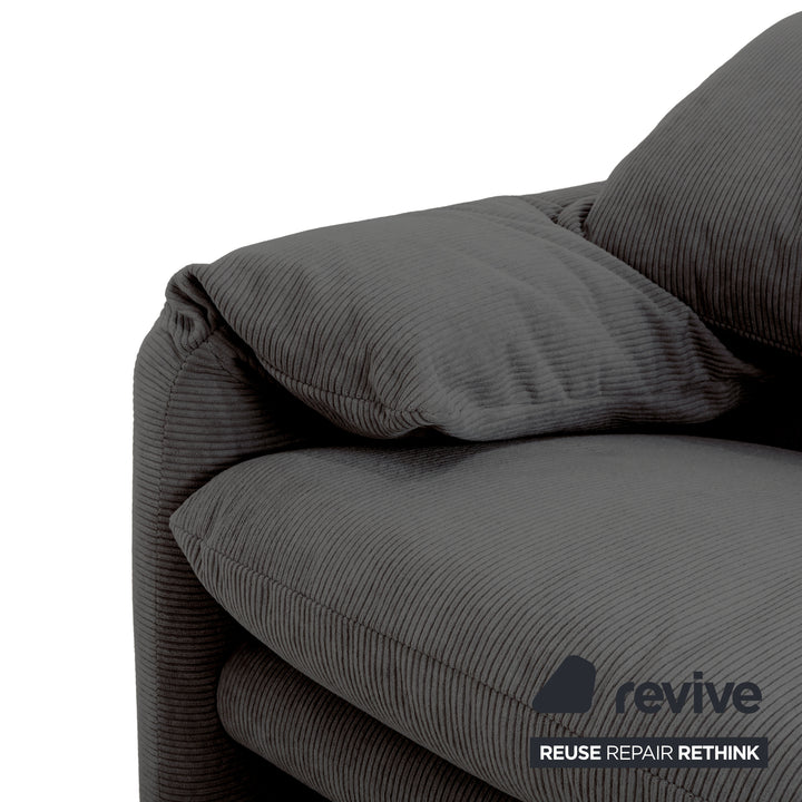 Cassina Maralunga Feincord Cord Zweisitzer Grau Sofa Couch Neubezug manuelle Funktion
