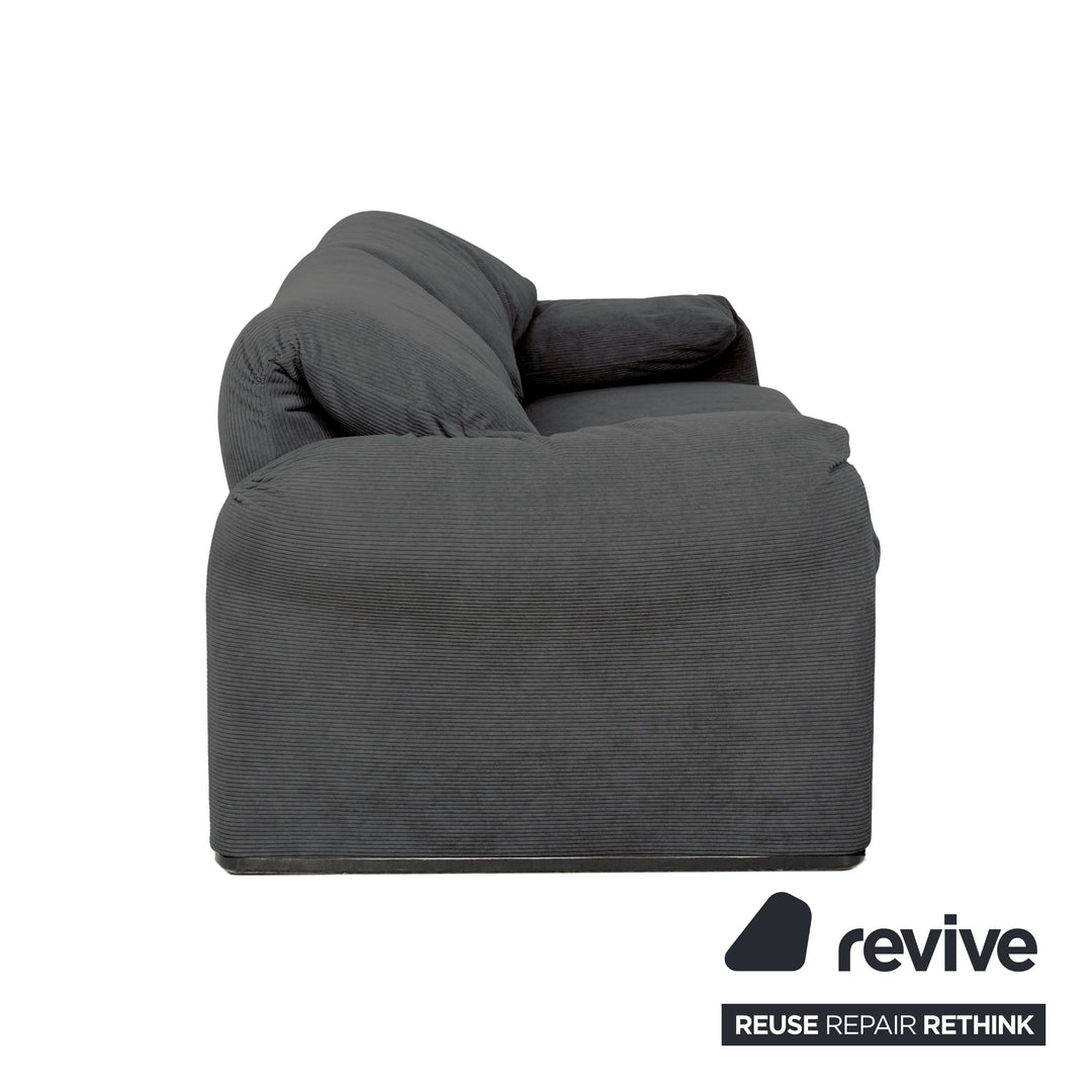 Cassina Maralunga Feincord Cord Zweisitzer Grau Sofa Couch Neubezug manuelle Funktion